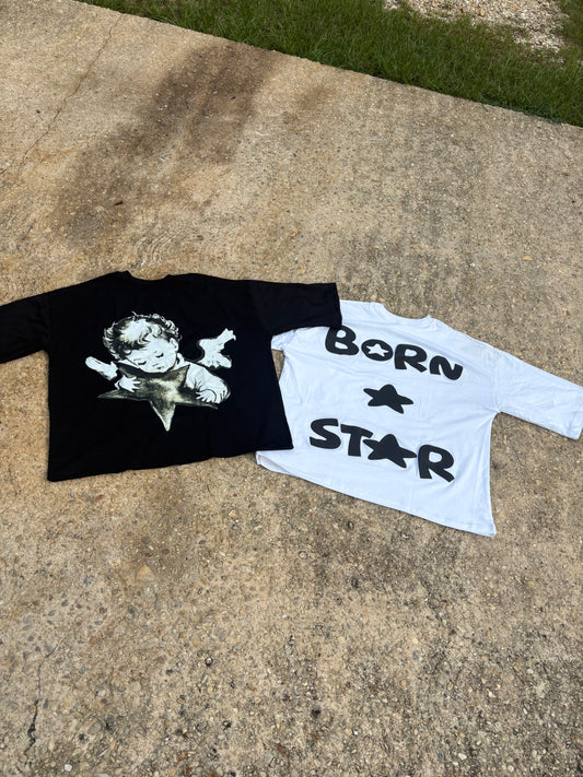 "BORN A STAR" Oversized Graphic Tee