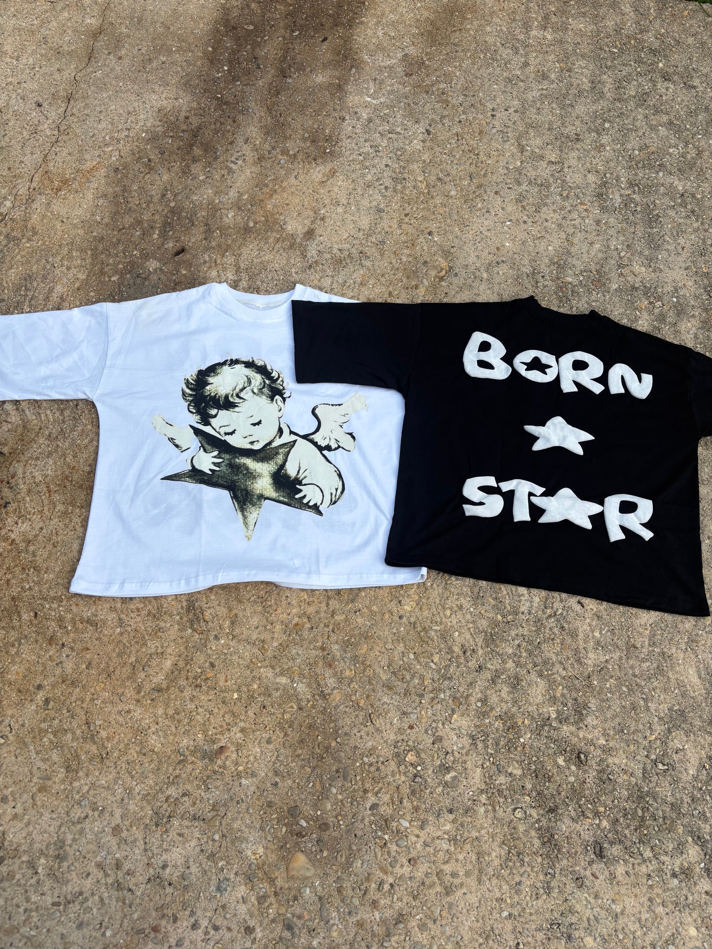 "BORN A STAR" Oversized Graphic Tee