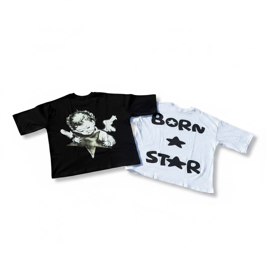 "BORN A STAR" Oversized Graphic Tee