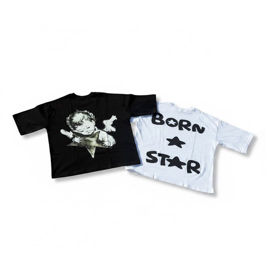"BORN A STAR" Oversized Graphic Tee